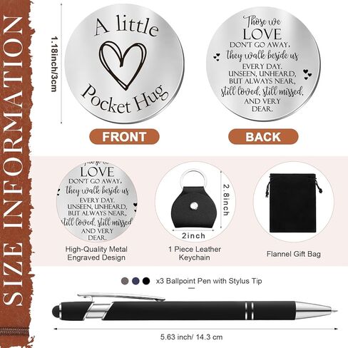 Fulmoon Memorial Gifts for Loss of Son Included 1 Grief Travel Diary Journal 1 Remembrance Pocket Hug 1 PU Leather Keychain 3 Ballpoint Pens Bereavement Gift for Loss of Son in Kuwait