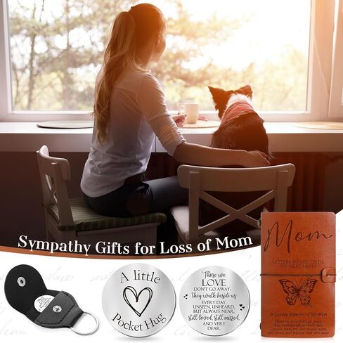 Fulmoon Memorial Gifts for Loss of Son Included 1 Grief Travel Diary Journal 1 Remembrance Pocket Hug 1 PU Leather Keychain 3 Ballpoint Pens Bereavement Gift for Loss of Son in Kuwait