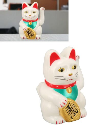 Lucky Solar Fortune Cat, Solar Powered Cute Waving Cat with 4 Inch Waving Arm for Home (White MLY23056 1) in Kuwait
