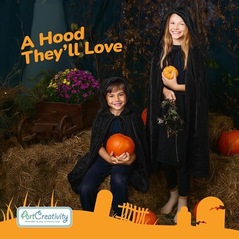 ArtCreativity Velvet Purple Hooded Cloak for Kids, 3ft Long Kids Cloak, Dark Purple Cape with Hood and String Closure, Vampire Cape for Kids, Witches Cloak for Toddlers - Purple Wizard Robe for Kids in Saudi Arabia
