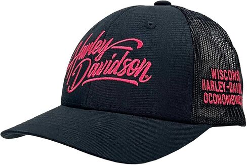 قبعة Harley-Davidson النسائية الكلاسيكية ذات شكل ذيل الحصان المنحنية الشبكية، باللون الأسود in Saudi Arabia