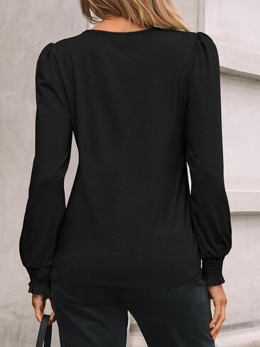 AUTOMET Long Sleeve Shirts for Women Business Casual Tops Dressy Blouses with Smocked Cuffs in Saudi Arabia