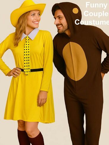 5 Pcs Adults Women Yellow Hat Costume Big Yellow Dress with Pointy Hat Polka Dot Tie for Halloween Cosplay in Kuwait