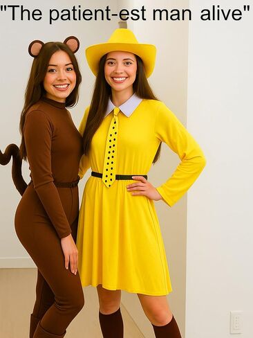 5 Pcs Adults Women Yellow Hat Costume Big Yellow Dress with Pointy Hat Polka Dot Tie for Halloween Cosplay in Kuwait