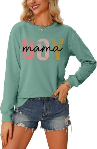 Boy Mama Sweatshirt Women Boy Mom Crewneck Long Sleeve Graphic Sweatshirts Funny Mama Shirts Pullover Tops in Saudi Arabia