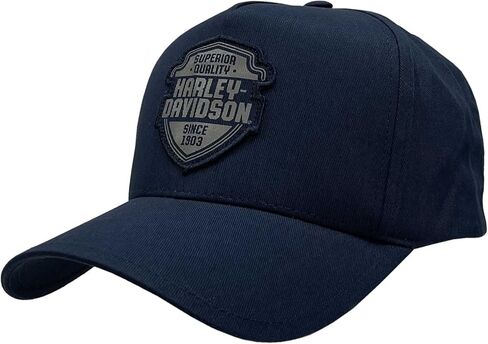 قبعة بيسبول Harley-Davidson الرجالية Shield H-D Patch Curved Bill Snapback - أزرق داكن in Kuwait
