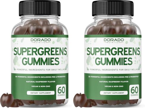 Supergreens Gummies (60 Count) Daily Greens Gummies - Greens Supplements with 8 Ingredient Power Blend - Superfood Greens for Immunity Support - Super Green Gummies for Men & Women - Made in USA in Kuwait