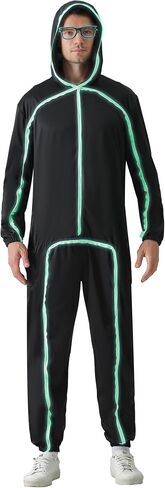 Stick Figure Costume Adult Light up Costume with Glasses Halloween Glow in the Dark Outfits for Men Women in Saudi Arabia
