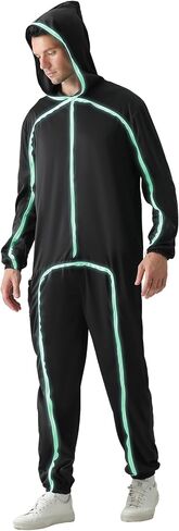 Stick Figure Costume Adult Light up Costume with Glasses Halloween Glow in the Dark Outfits for Men Women in Saudi Arabia