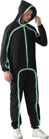 Stick Figure Costume Adult Light up Costume with Glasses Halloween Glow in the Dark Outfits for Men Women in Saudi Arabia