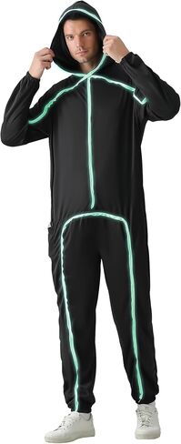 Stick Figure Costume Adult Light up Costume with Glasses Halloween Glow in the Dark Outfits for Men Women in Saudi Arabia