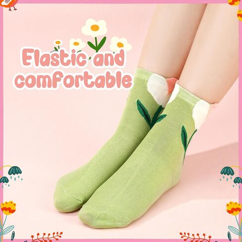 Jspupifip 10 Pairs Womens Floral Socks Cute Tulip Flower Socks Funny Novelty Crew Sock in Saudi Arabia