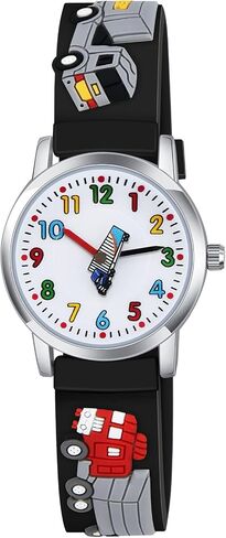 Venhoo Kids Watches Cute 3D Cartoon Waterproof Silicone Children Toddler Wrist Watch for 3-10 Year Boys Girls Little Child-Blue Truck in Kuwait