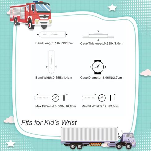Venhoo Kids Watches Cute 3D Cartoon Waterproof Silicone Children Toddler Wrist Watch for 3-10 Year Boys Girls Little Child-Blue Truck in Kuwait