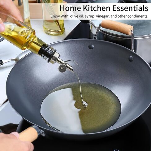 Liquor Bottle Pourers Auto Flip Olive Oil Spouts Weighted Stainless Steel Alcohol Dispenser Liquor Pour Spouts for Bottles Olive Oil Pourer with Olive Oil Funnel & Brush Pack of 4 Silver in Kuwait