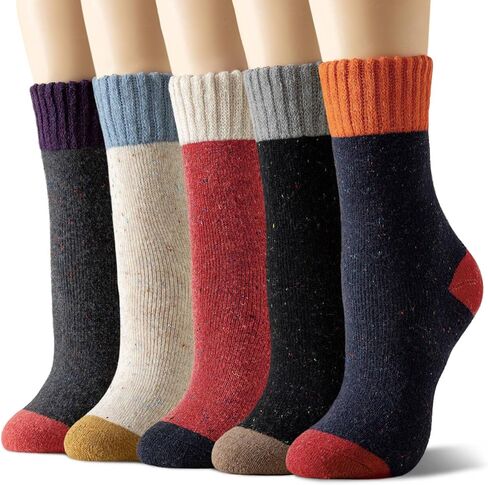 Wool Socks for Women - Winter Warm Thick Womens Wool Socks Vintage Casual Crew Sock Gifts for Women in Kuwait