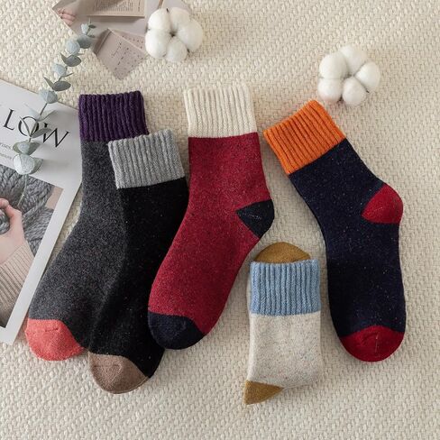 Wool Socks for Women - Winter Warm Thick Womens Wool Socks Vintage Casual Crew Sock Gifts for Women in Kuwait