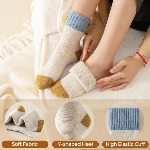 Wool Socks for Women - Winter Warm Thick Womens Wool Socks Vintage Casual Crew Sock Gifts for Women in Kuwait
