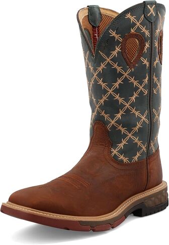 Twisted X Men's 12" Western Work Boot, Square Toe with CellStretch, Mocha & Slate, 11.5 EE in Saudi Arabia