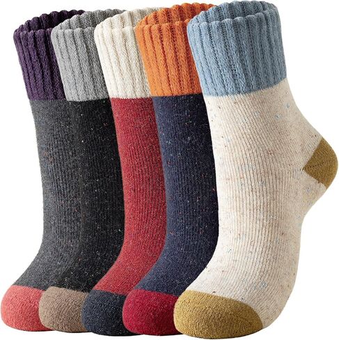Wool Socks for Women - Winter Warm Thick Womens Wool Socks Vintage Casual Crew Sock Gifts for Women in Kuwait