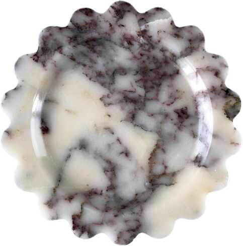 طبيعية - صينية رخامية محرك 7.5 بوصة ، صينية زخرفية مصنوعة يدويًا مع حافة الأسقلوب ، صينية تخزين للعداد ، خزانة ، الغرور ، المجوهرات ، ديكور الحمام المنزلي (Calacatta Viola) in Kuwait