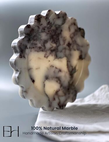 طبيعية - صينية رخامية محرك 7.5 بوصة ، صينية زخرفية مصنوعة يدويًا مع حافة الأسقلوب ، صينية تخزين للعداد ، خزانة ، الغرور ، المجوهرات ، ديكور الحمام المنزلي (Calacatta Viola) in Kuwait