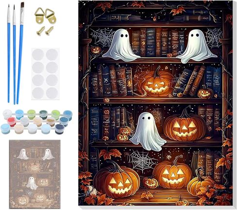 Paint by Numbers Kit for Adults with Framed Canvas&Wooden Easel, DIY Acrylic Paint by Numbers Kits for Adults Beginner, Castle Night Drawing Paintwork Arts and Crafts for Home Wall Decor, 12x16inch in Kuwait