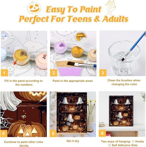 Paint by Numbers Kit for Adults with Framed Canvas&Wooden Easel, DIY Acrylic Paint by Numbers Kits for Adults Beginner, Castle Night Drawing Paintwork Arts and Crafts for Home Wall Decor, 12x16inch in Kuwait