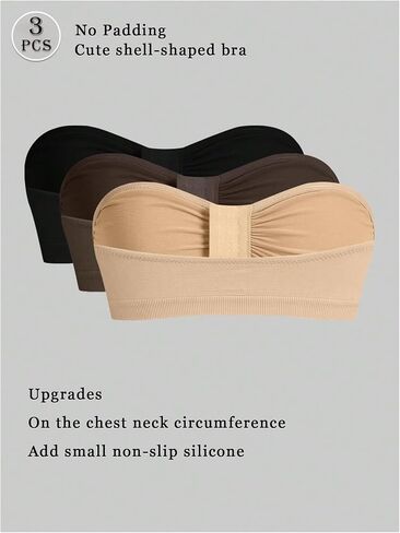 OYOANGLE Women's 3 Pack Strapless Bandeau Bra Front Closure Wireless Bralettes Unpadded Comfy Everyday Bras in Saudi Arabia