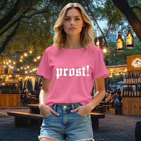 تي شيرت نسائي من Oktoberfest على الطراز البافاري الألماني تي شيرت مطبوع عليه حروف Prost تي شيرت علوي in Kuwait