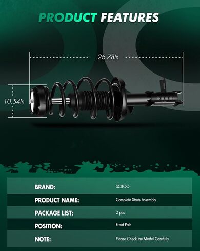 SCITOO - Front Complete Strut & Coil Spring Assembly Fits for Chevrolet Cruze 2011-2015,for Chevrolet Cruze Limited 2016 with 372664 372663 - Set of 2 in Saudi Arabia