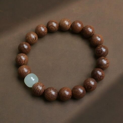 Feng Shui Wood Bracelet – Natural Golden Sandalwood Beads, Buddhist Mala for Wealth, Luck, Prosperity, & Positive Energy, Unisex Spiritual Gift for Meditation & Healing in Saudi Arabia