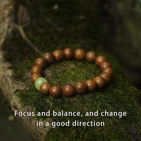 Feng Shui Wood Bracelet – Natural Golden Sandalwood Beads, Buddhist Mala for Wealth, Luck, Prosperity, & Positive Energy, Unisex Spiritual Gift for Meditation & Healing in Saudi Arabia