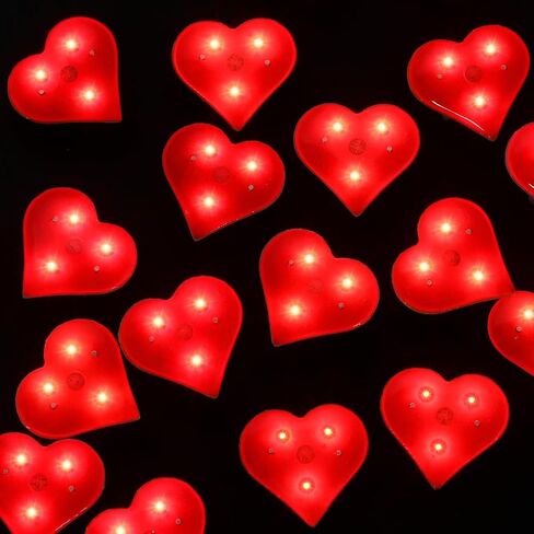 20pcs Red Heart Brooches, Led Flashing Heart Brooch Pins, for Valentine's Day Wedding Party Supplies, 1. 14 X 1. 10 X 0. 39 Inches in Saudi Arabia