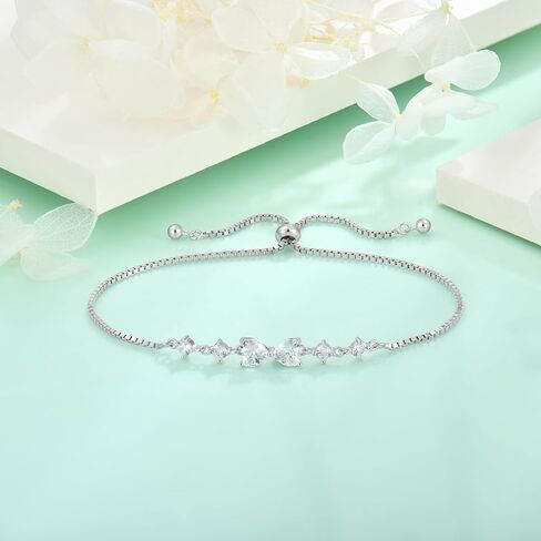 STARCHENIE Heart Bracelet for Women 925 Sterling Silver Birthstone Bracelet Adjustable Jewelry in Kuwait