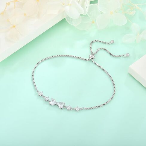 STARCHENIE Heart Bracelet for Women 925 Sterling Silver Birthstone Bracelet Adjustable Jewelry in Kuwait