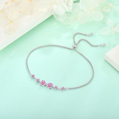 STARCHENIE Heart Bracelet for Women 925 Sterling Silver Birthstone Bracelet Adjustable Jewelry in Kuwait