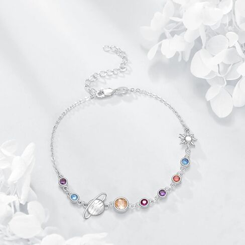YFN Solar System Bracelet Sterling Silver Universe Planet Charm Bracelet Space Jewelry for Women Solar System Gifts in Saudi Arabia