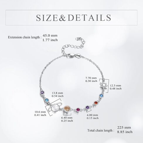 YFN Solar System Bracelet Sterling Silver Universe Planet Charm Bracelet Space Jewelry for Women Solar System Gifts in Saudi Arabia