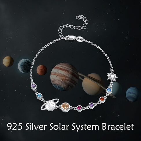 YFN Solar System Bracelet Sterling Silver Universe Planet Charm Bracelet Space Jewelry for Women Solar System Gifts in Saudi Arabia