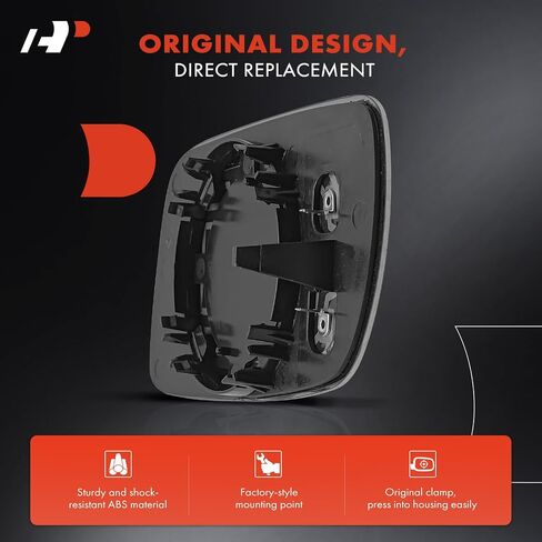 زجاج مرآة مدفأ على الجانب الأيمن للراكب A-Premium مع لوحة دعم - متوافق مع Volkswagen Jetta 1999-2004، Passat، Golf، Cabrio & Audi A4، A4 Quattro - مرآة محدبة للرؤية الجانبية الخارجية in Saudi Arabia