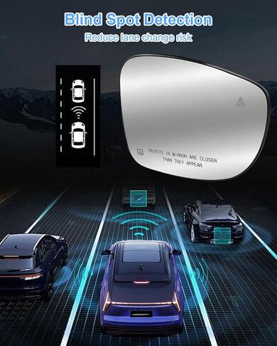 Right Passenger Side Mirror Glass Compatible with Chrysler Pacifica 2017-2022 Voyager 2020-2022 Replace 68318282AB, with Heated Blind Spot Detection in Saudi Arabia