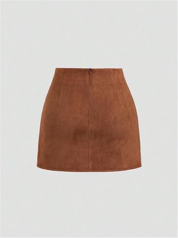 MakeMeChic Women's Wrap Suede Skirt Ruched Zip Back Bodycon Vintage Y2K Short Skirts in Saudi Arabia