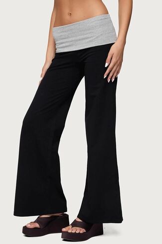 أضعاف أكثر من السراويل اليوغا للنساء منخفضة الارتفاع مضيئة الساق Sweatpants Y2k جرس أسفل بسط فضفاض الصالة الرياضية صالة طماق in Kuwait