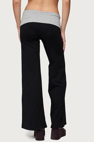 أضعاف أكثر من السراويل اليوغا للنساء منخفضة الارتفاع مضيئة الساق Sweatpants Y2k جرس أسفل بسط فضفاض الصالة الرياضية صالة طماق in Kuwait