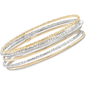 Ross-Simons Two-Tone Sterling Silver Jewelry Set: 6 Bangle Bracelets in Kuwait