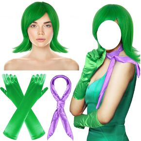 TLY شعر مستعار للهالوين باللون البرتقالي للحفلات التنكرية - مع قبعة شعر مستعار وحزام وقفازات مجموعة أزياء تنكرية للنساء في الهالوين in Kuwait