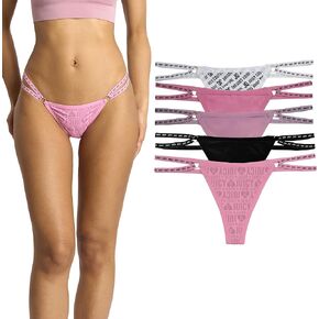 Juicy Couture Women's Strappy Stretch Logo Thong Underwear Set, 5-Pack in Kuwait