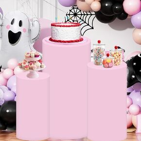 Dark Brown Cylinder Covers Set of 3 Coffee Cylinder Pedestal Stand Covers Round Pillar Covers Spandex Pedestal Covers for Cake Stand for Baby Shower Birthday Party Décor (Not Included Stands) in Saudi Arabia