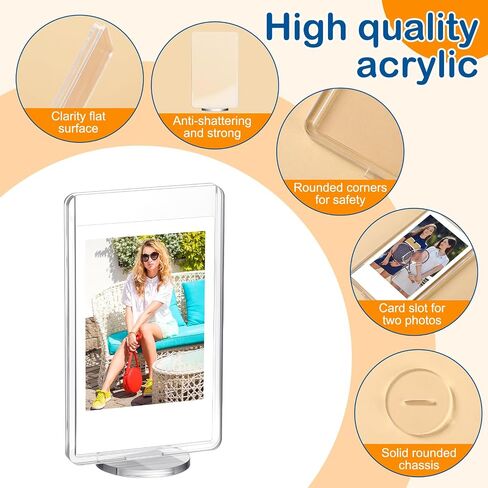 إطار صور أكريليك Marspark 15 قطعة مقاس 2 × 3 بوصة مع قاعدة عرض صور أكريليك شفافة وإطارات صور صغيرة مربعة شفافة مزدوجة الجوانب وشاشة سطح مكتب شفافة عموديًا لزخارف الصور الصغيرة للفيلم in Saudi Arabia